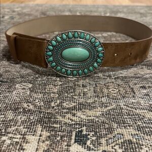 Jessica Simpson Suede & Turquoise Stone Buckle
